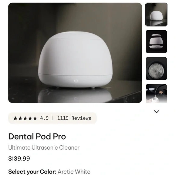 White Zima Dental Pod Pro Ultrasonic Cleaner & 12+ Zima Cleaning Tablets - Picture 2 of 7